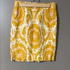 J. Crew Gold and White Mini Pencil Skirt Resort Wear